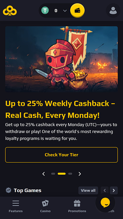 Page d’accueil du casino Chancer Mobile