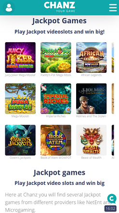 Jackpot de Chanz Casino Mobile