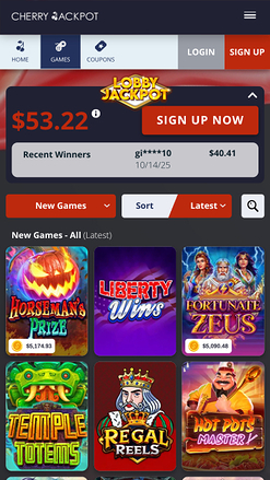 Jeux de Cherry Jackpot Casino mobile