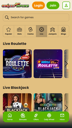 Chilli Spins Casino Mobile-Live-Dealer