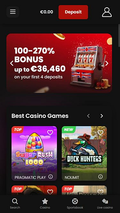 Главная страница мобильной версии Chipstars.bet