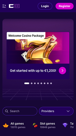 Pagina iniziale del CipherWins Casino Versione mobile