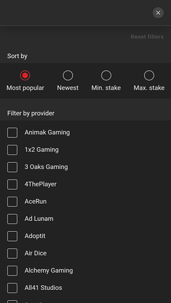Développeurs de jeux du Circus.be Casino Version mobile