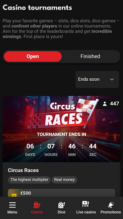 Circus.be Casino Mobile Turniere