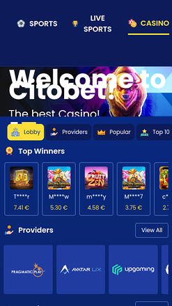 Pagina iniziale di Citobet Versione mobile