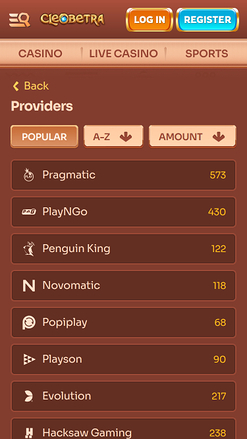 Développeurs de Jeux du Casino Cleoberta Mobile