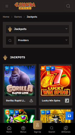 Jackpot du Casino Cleopatra Mobile