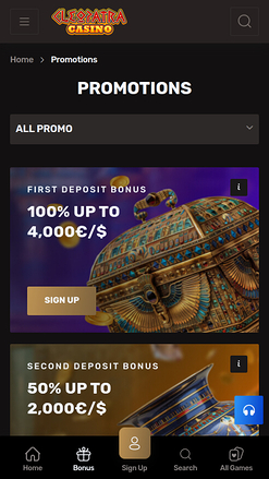 Promotions du Casino Cleopatra Mobile