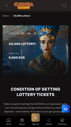 Loterie du Casino Cléopâtre Mobile