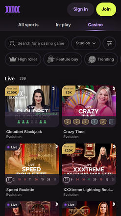 Casino en Direct Cloudbet Mobile