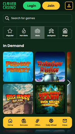 Jeux du Casino Clover Mobile