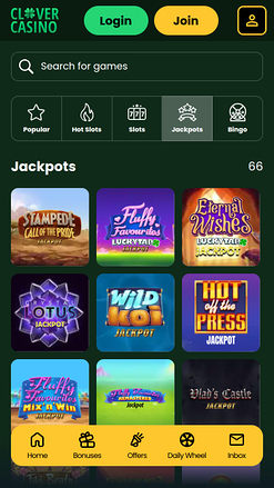 Jackpot du Casino Clover Mobile