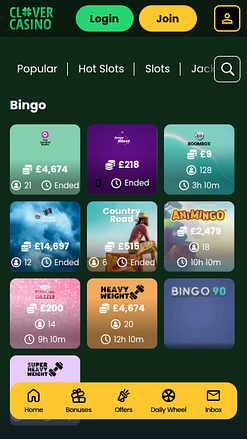 Bingo mobile de Clover Casino