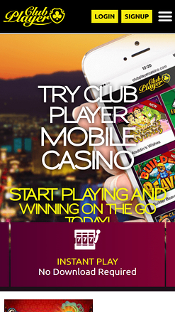 Club Player Casino Homepage Mobile