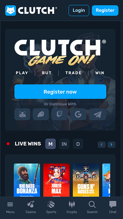 Clutch Casino Homepage