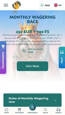 Tournois mobiles de Cobber Casino