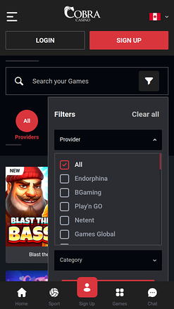 Cobra Casino Game Developers Mobile