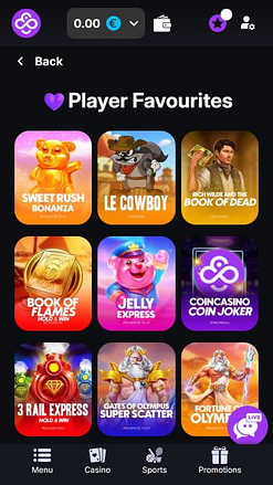 Jeux mobiles CoinCasino