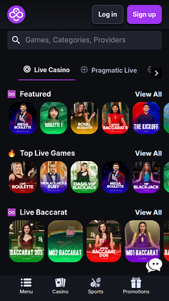 Screenshot dei croupier dal vivo di CoinCasino per dispositivi mobili