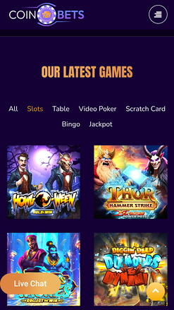 Jeux du casino CoinBets777 sur mobile