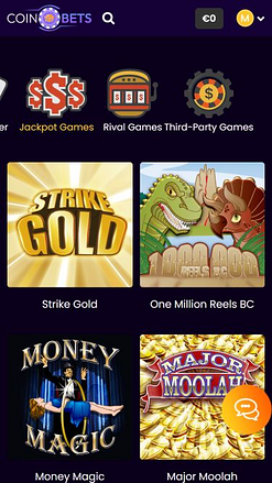 Imagen del bote móvil del casino CoinBets777