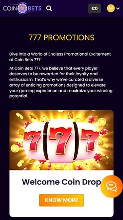 Promociones de imágenes para móviles del casino CoinBets777