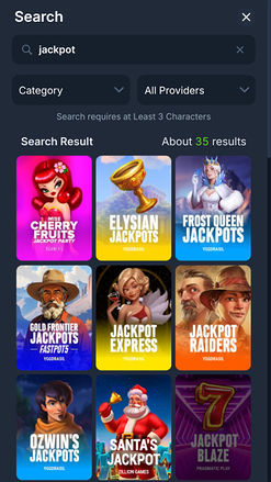 Jackpots du casino Coins Game sur mobile