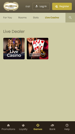 Croupier en direct du casino Colosseum sur mobile