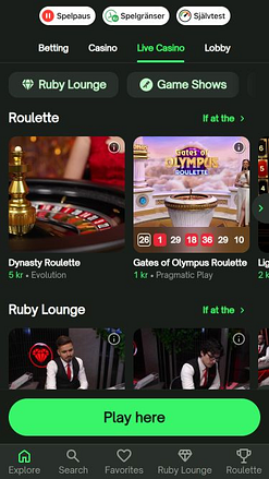 تطبيق ComeOn Casino Mobile Live Dealer