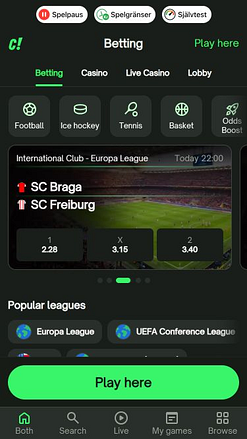 ComeOn Casino Mobile Live Sports
