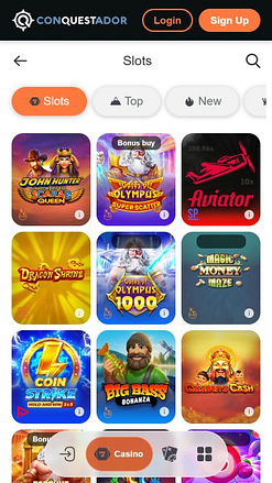 Jeux d'images mobiles du casino Conquestador