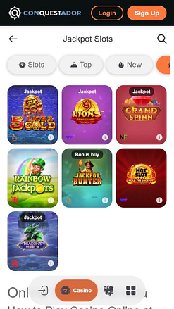 Jackpot d'image mobile du casino Conquestador