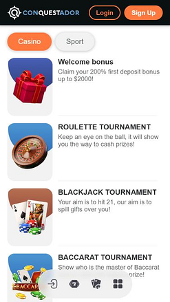 Images promotionnelles du casino mobile Conquestador