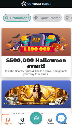 Promotions du Casino Conquestador Mobile