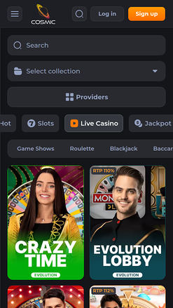 Cosmicslot Casino Croupier en Direct Mobile