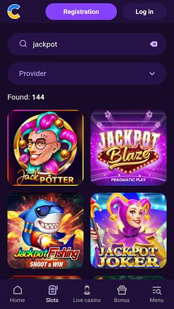 Jackpot de Cosmolot Casino Mobile