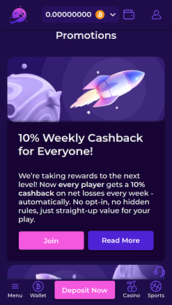 Promozioni di Crashino Mobile