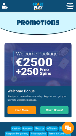 Promociones de Craze Play Casino Móvil