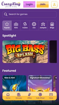 Jeux mobiles Crazy King Casino