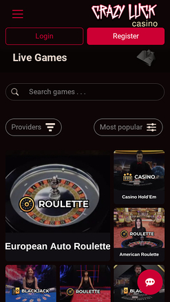 Croupier en Direct de Crazy Luck Casino Mobile