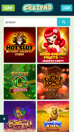 Jackpot de Crazyno Casino Mobile
