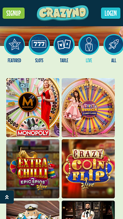 Croupier en Direct de Crazyno Casino Mobile