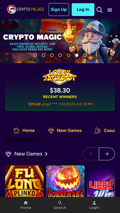 Crypto Palace Casino Homepage Mobile