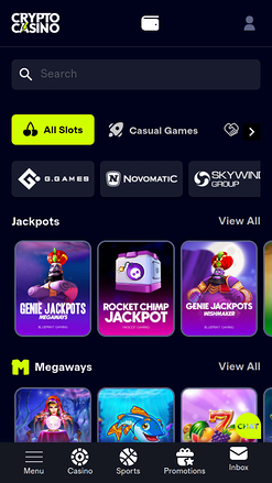 Jeux de Cryptocasino.com sur mobile