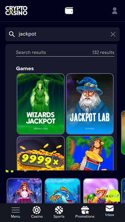 Jackpot de Cryptocasino.com sur mobile