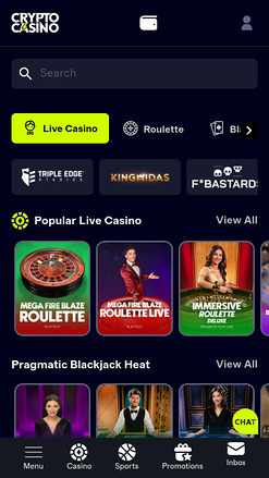 Casino en direct Cryptocasino.com sur mobile