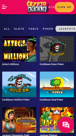 Jackpot di CryptoReels su mobile