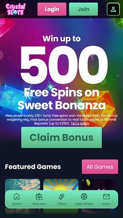 Pagina iniziale Crystal Slots Mobile