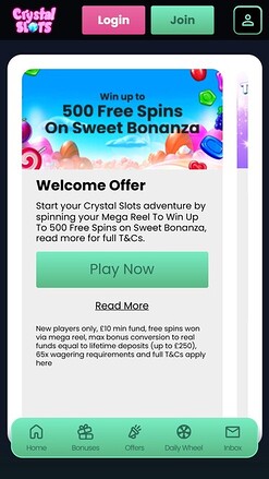 Promozioni Crystal Slots Mobile