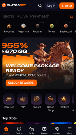 CuatroBet Casino mobile homepage